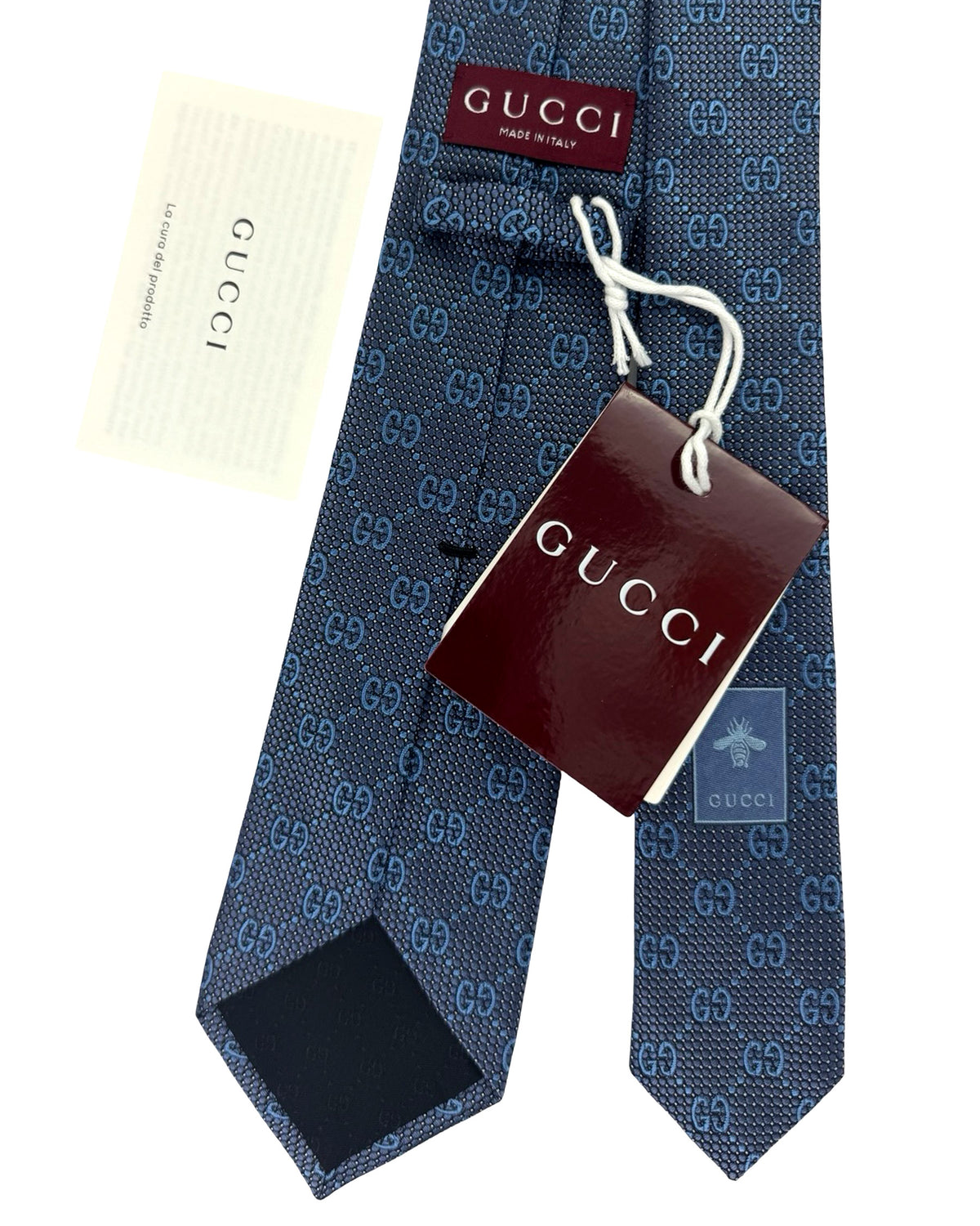 Gucci Tie Gray Blue GG Pattern Deiene