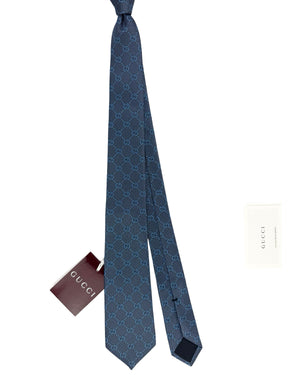 Gucci Tie GG Black Silver Midnight Blue