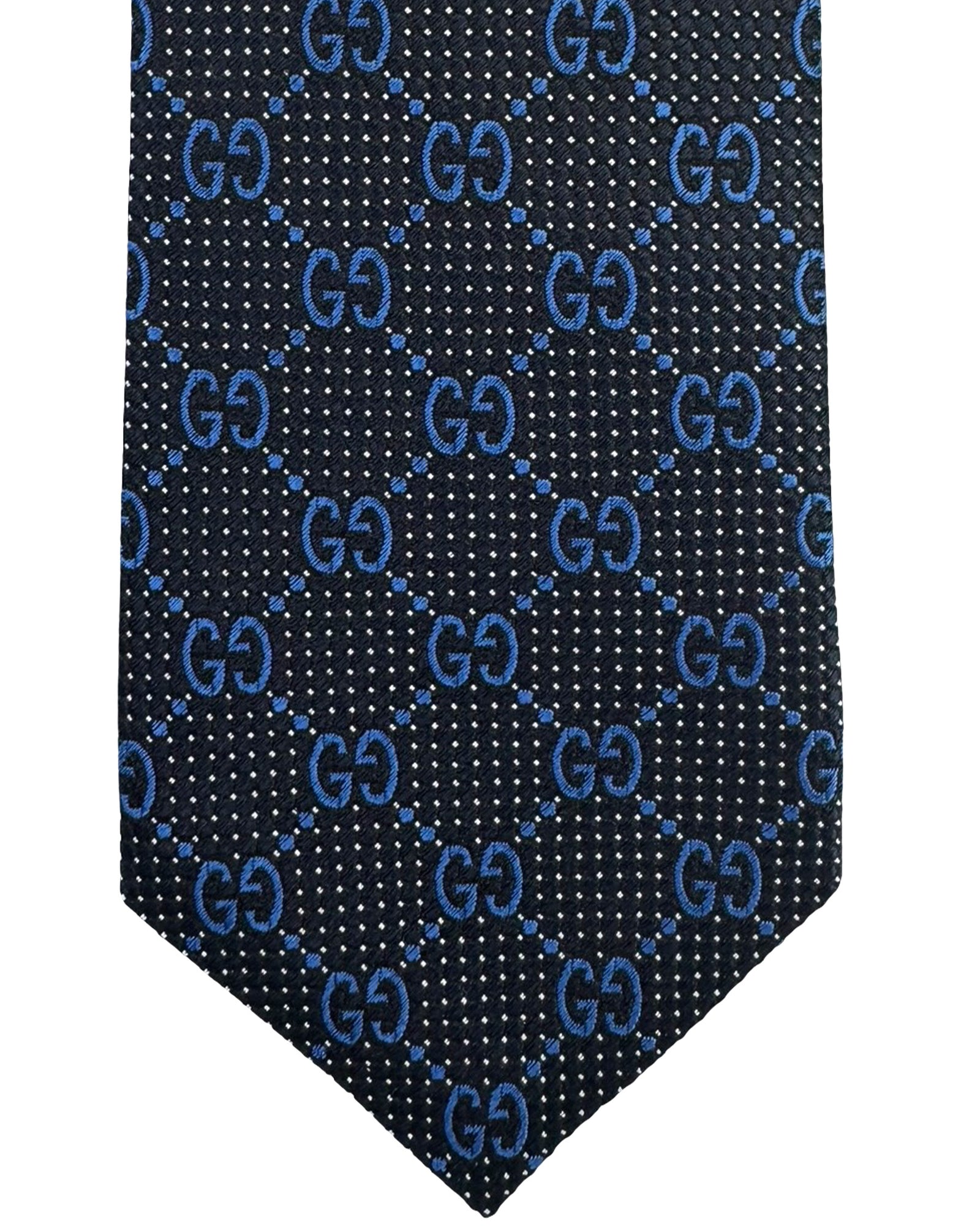 Gucci Tie GG Black Silver Midnight Blue
