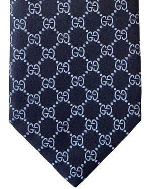 New Gucci Tie GG Pattern Midnight Blue