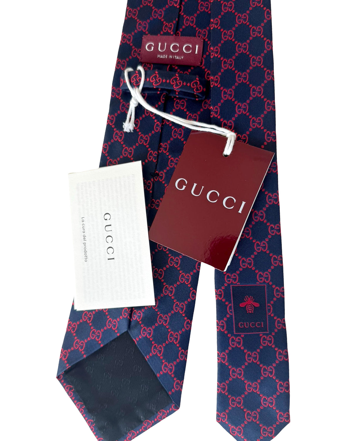 Gucci Tie GG Design Midnight Blue Red
