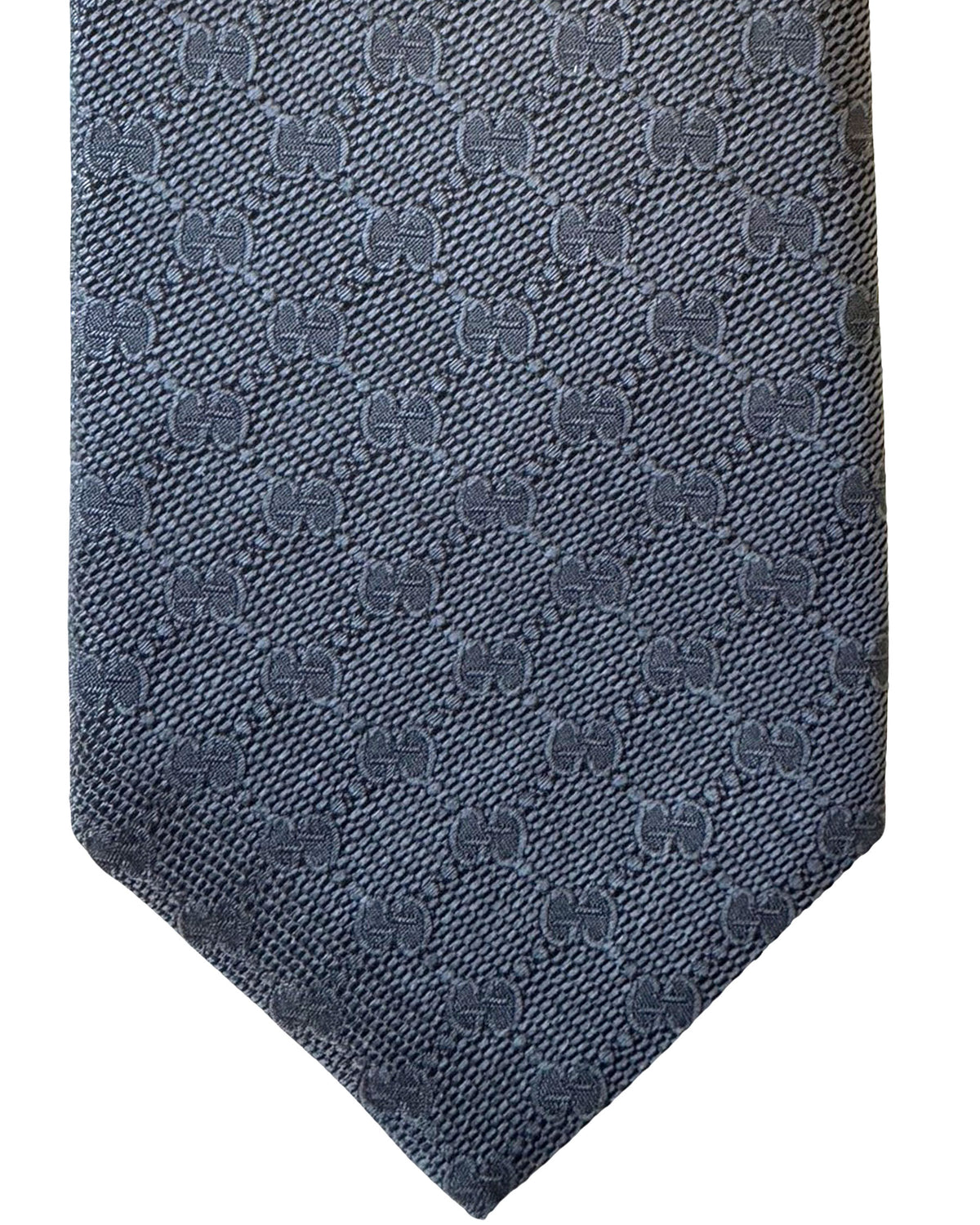 Gucci Tie GG Design Charcoal Gray Red Stripe