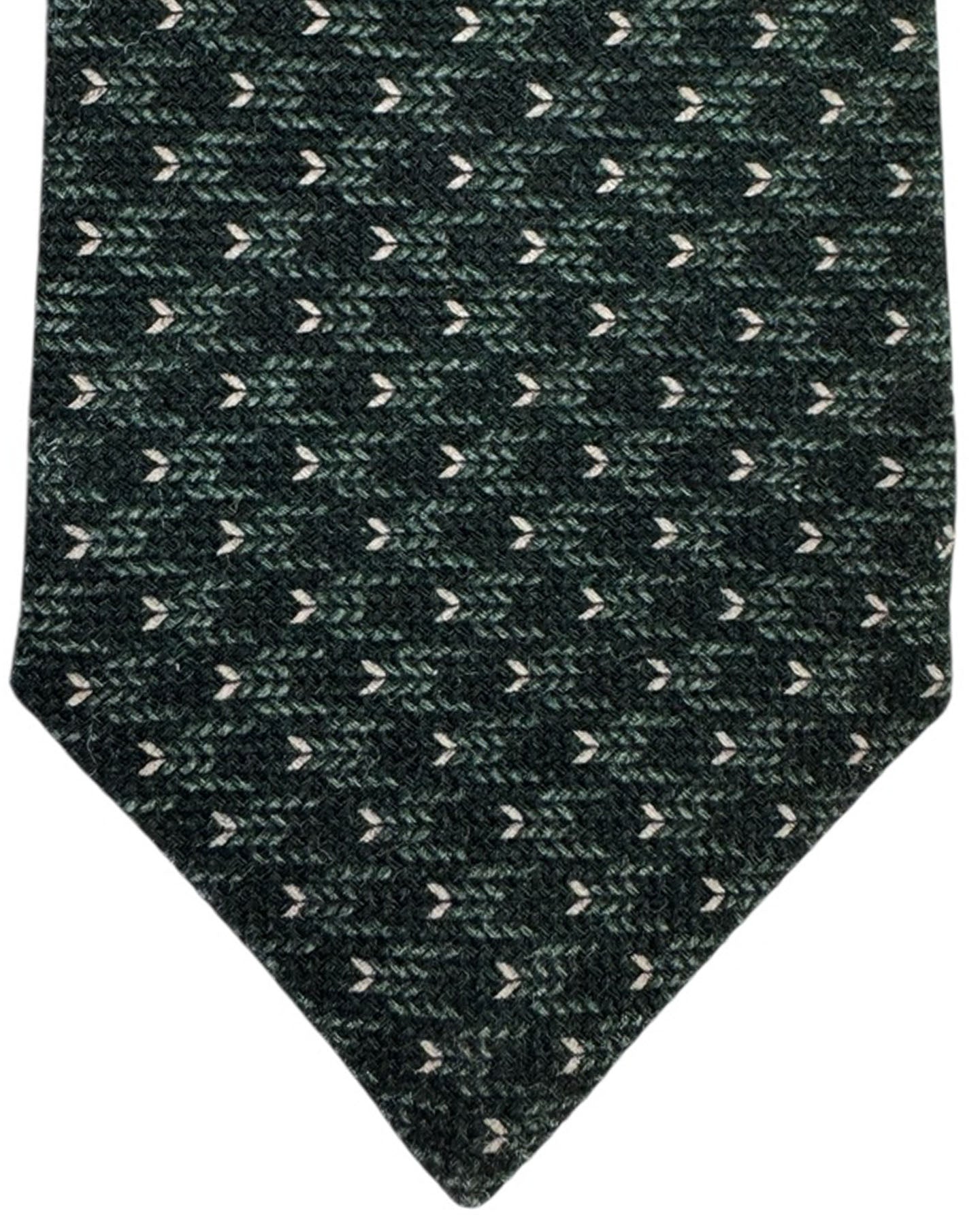 Isaia Sevenfold Tie Black Forest Green Design SALE