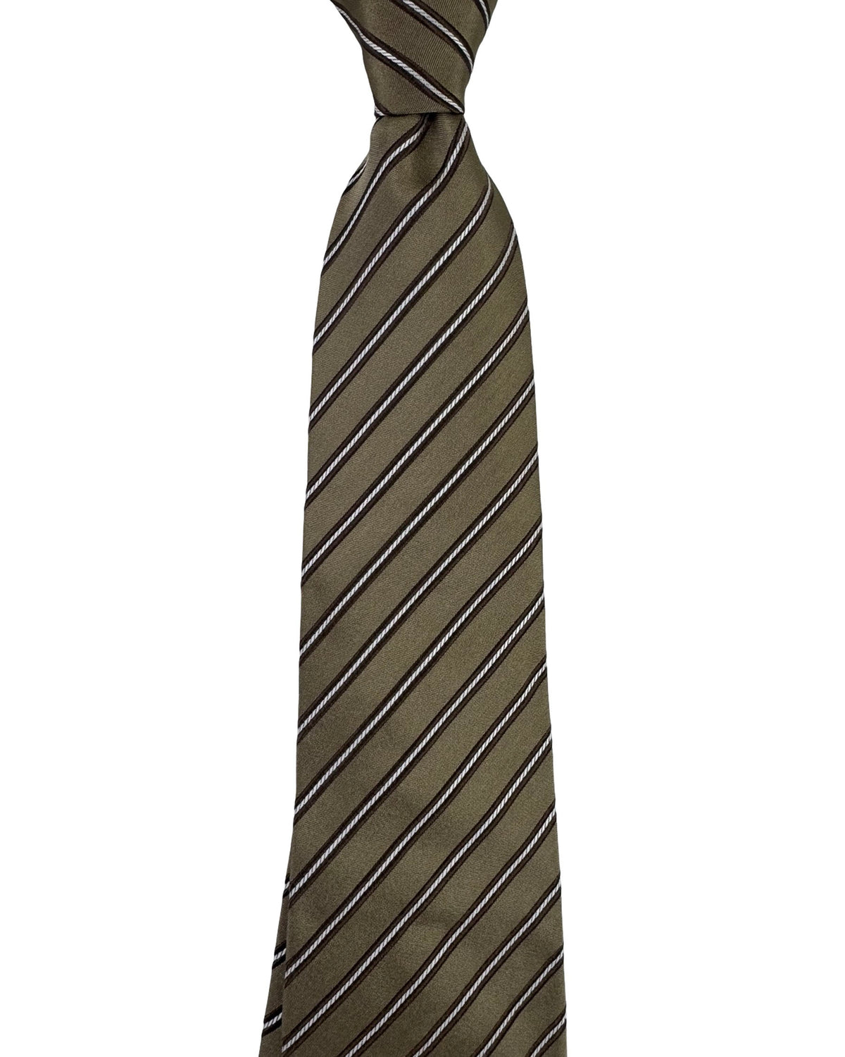 Isaia Silk Tie Taupe Stripes - Sevenfold Necktie
