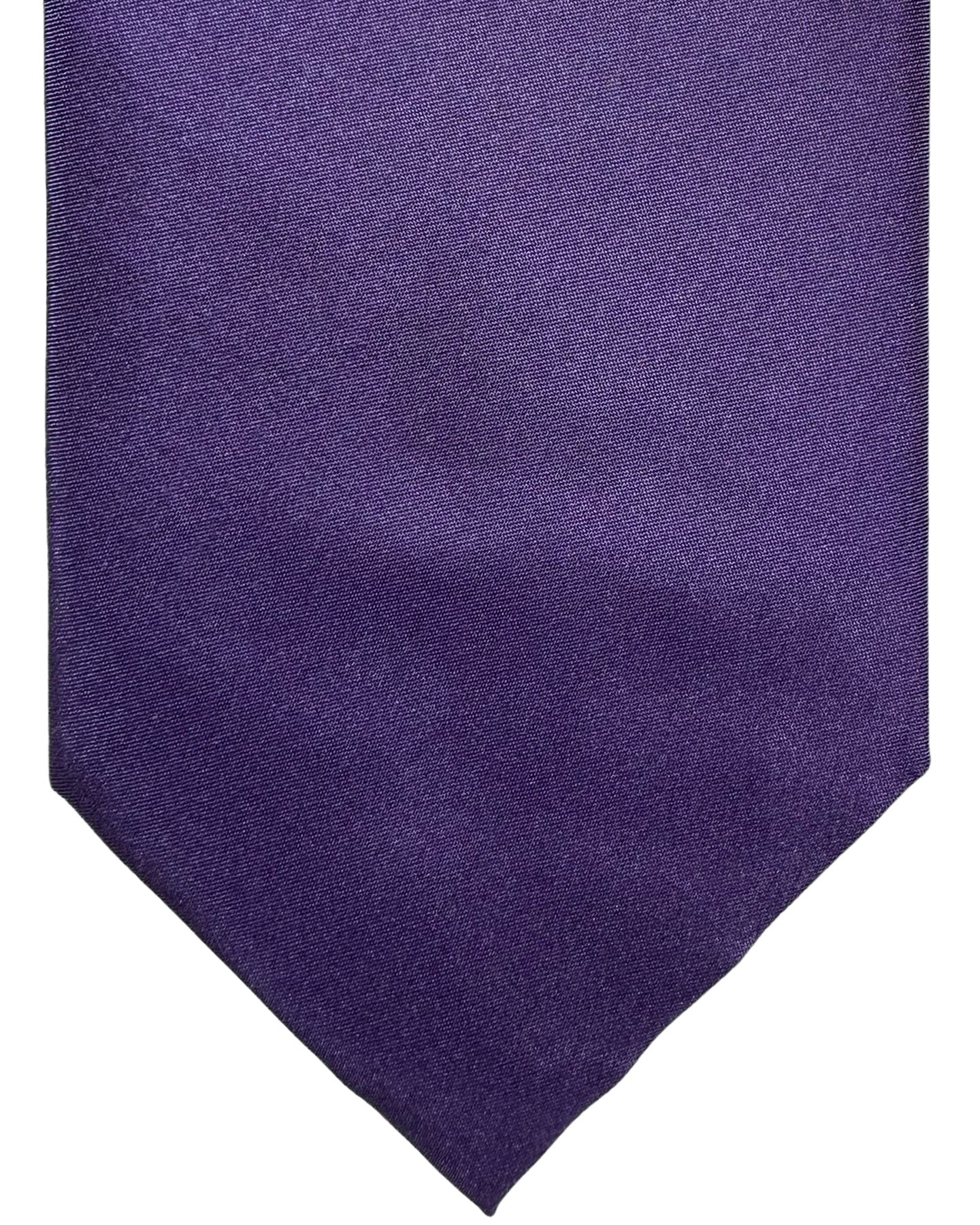 Isaia Tie Purple Solid Design - Sartorial Sevenfold Tie
