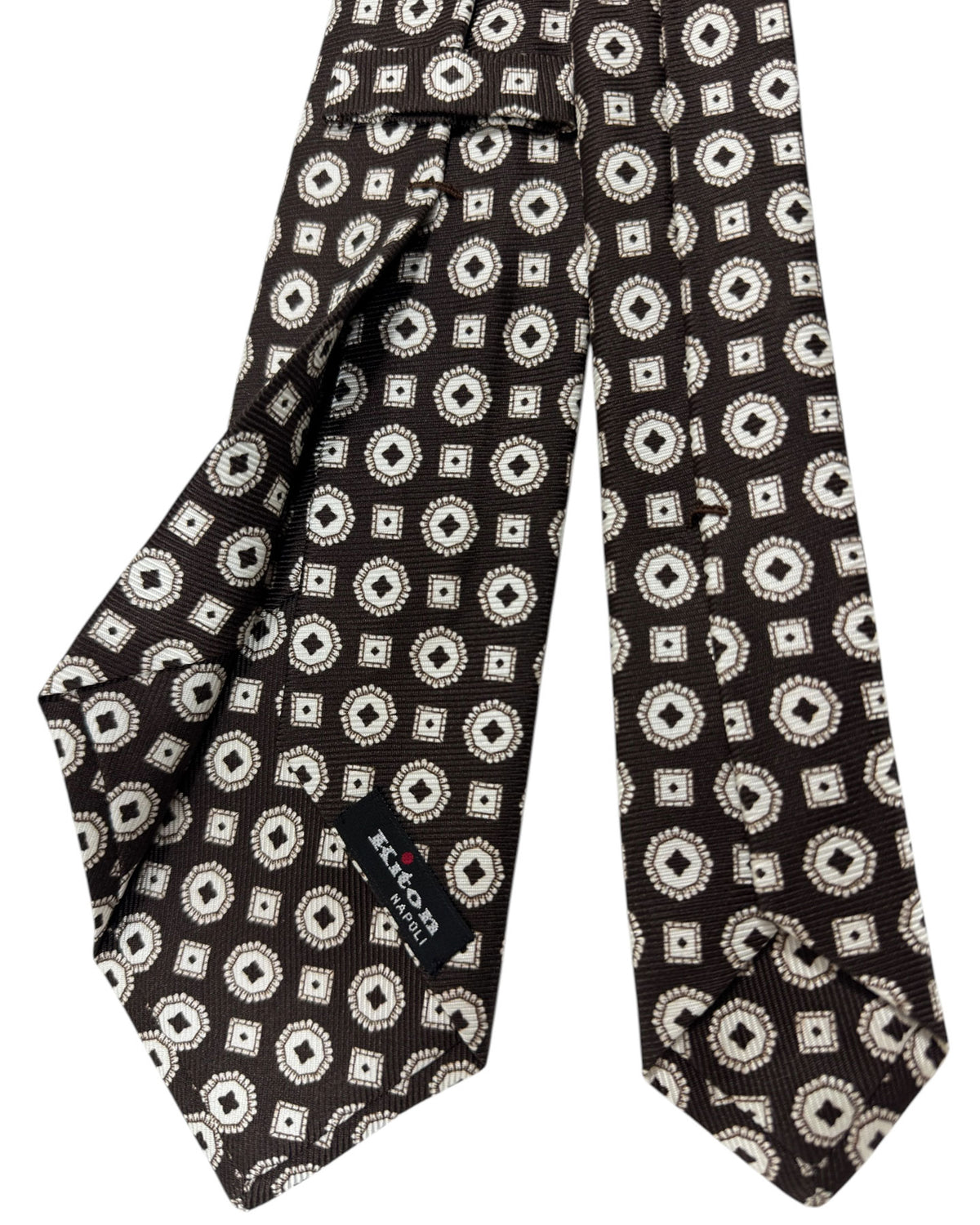 Kiton Sevenfold Tie Brown White FINAL SALE