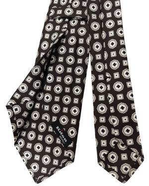 Kiton Sevenfold Tie Brown White FINAL SALE