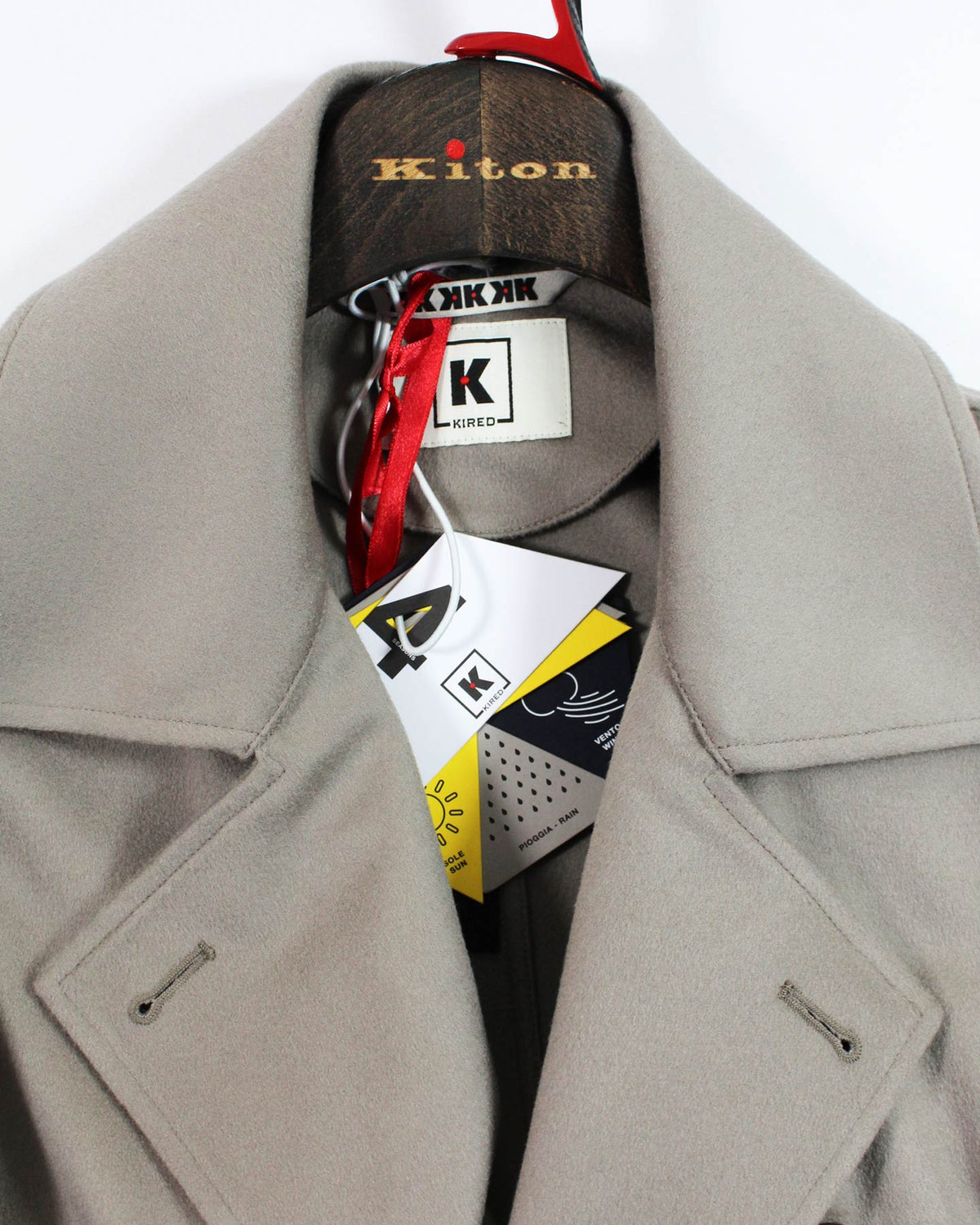 Kired Cashmere Coat Beige Double Breasted Peacoat EU 50 SALE