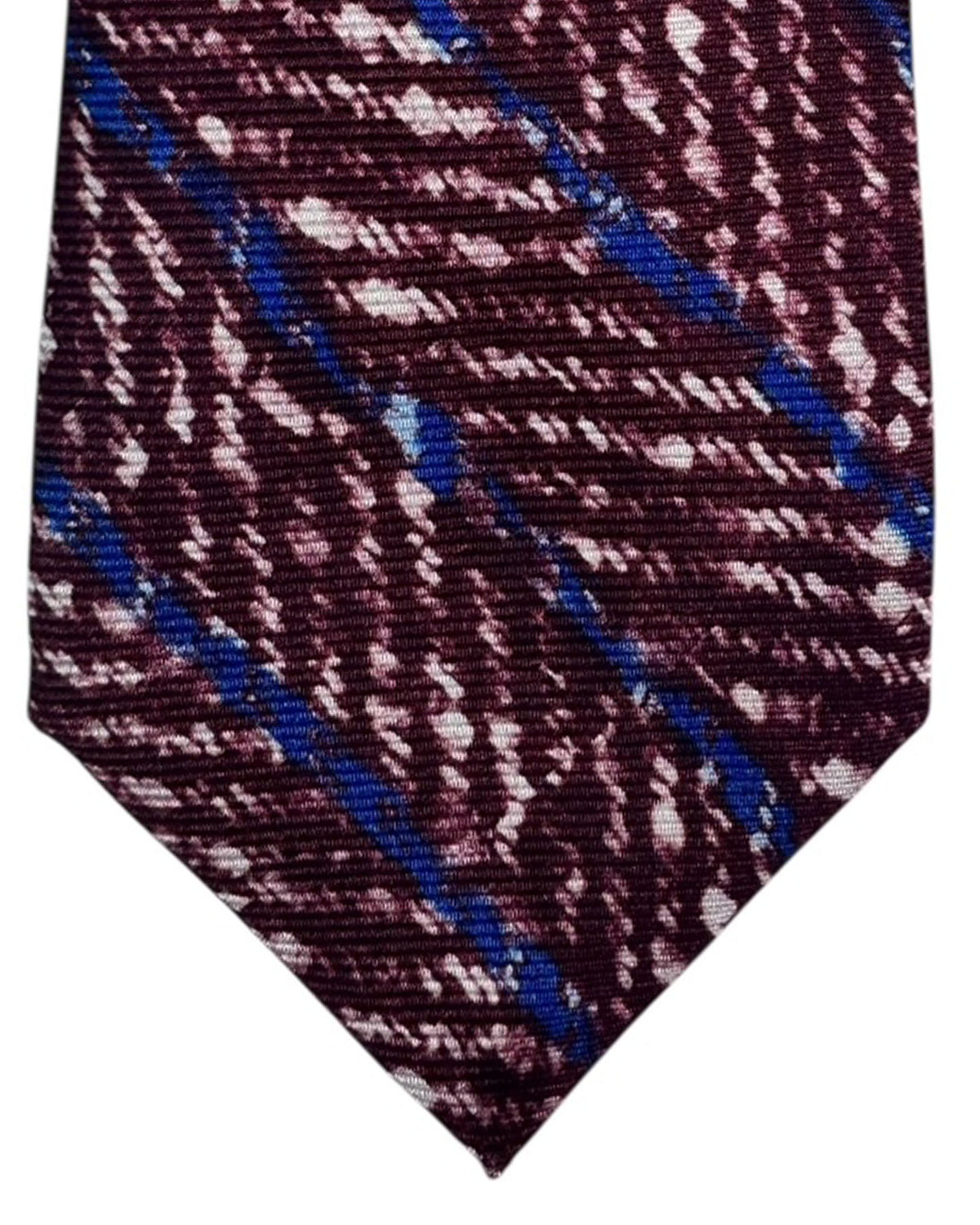 Kiton Tie Bordeaux & Royal Blue Stripes - Sevenfold Necktie SALE