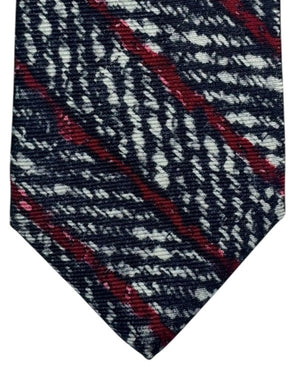 Kiton Tie Black Patterned Stripes Dark Red - Sevenfold Necktie SALE