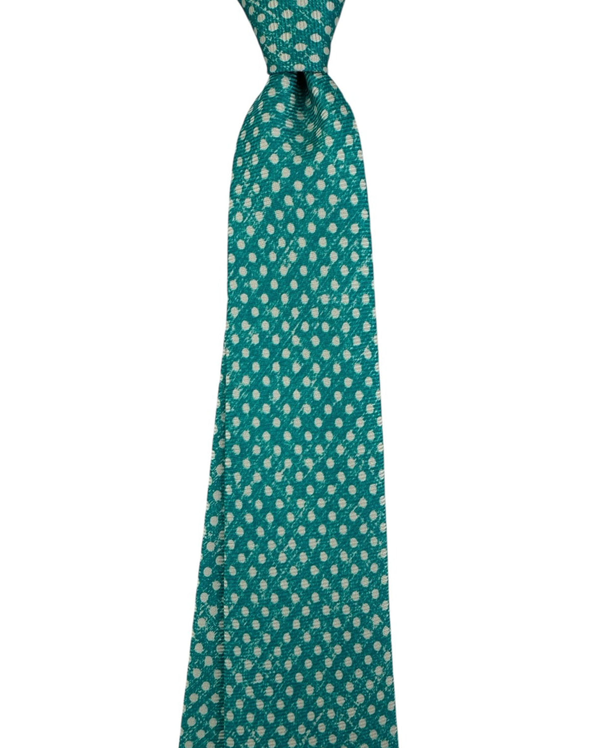 Kiton Sevenfold Tie Aqua Blue Dots
