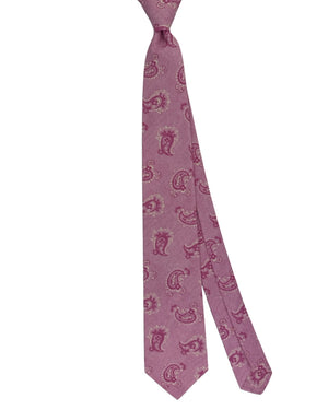 Kiton Sevenfold Tie Pink Paisley - Summer 2025 Collection