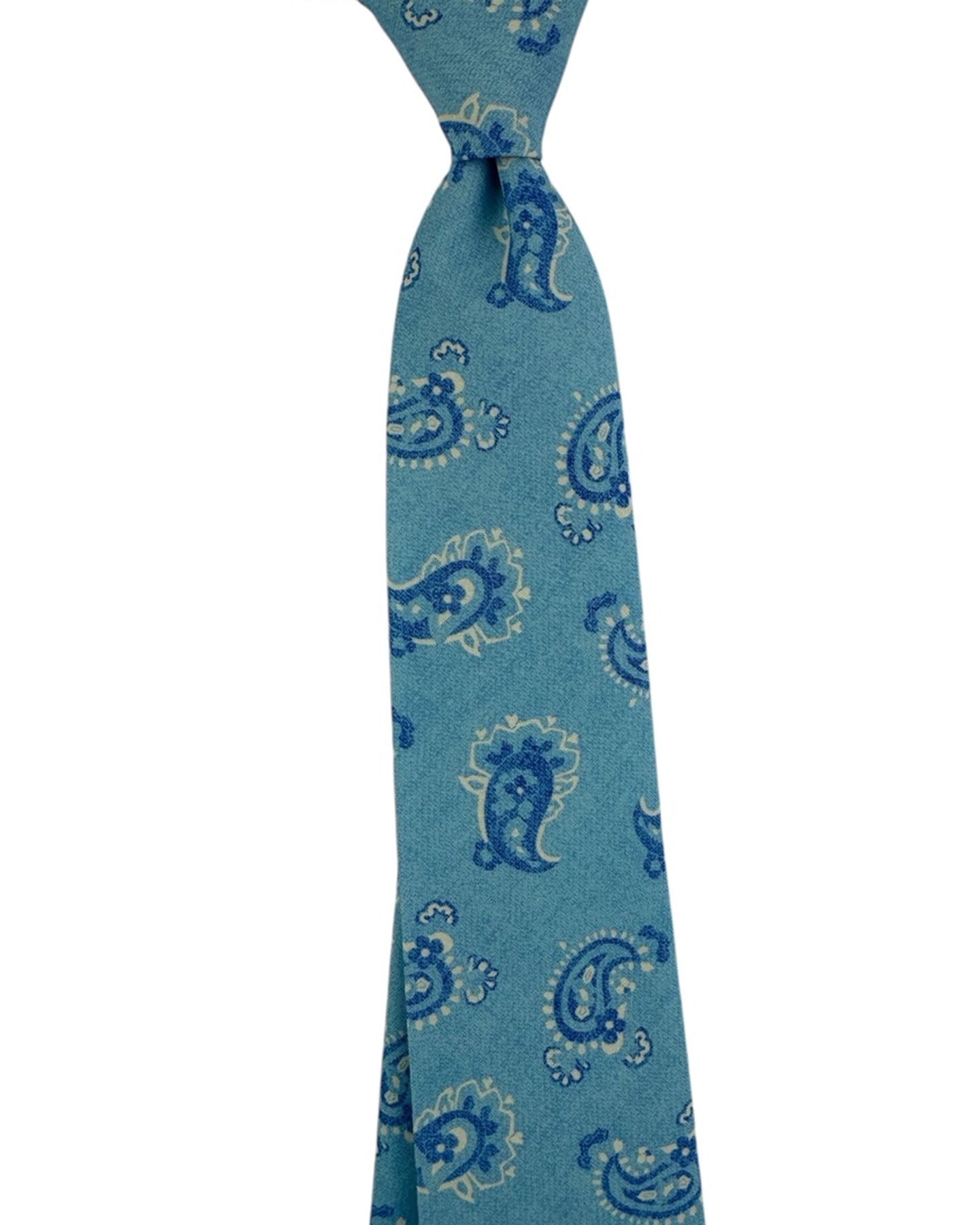 Kiton Sevenfold Tie Blue Paisley- Summer 2025 Collection