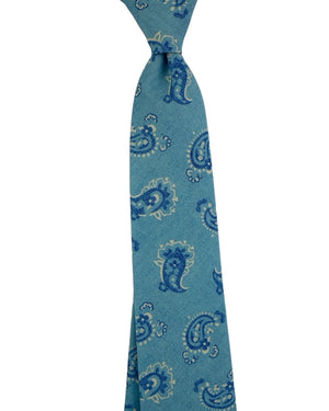 Kiton Sevenfold Tie Blue Paisley- Summer 2025 Collection