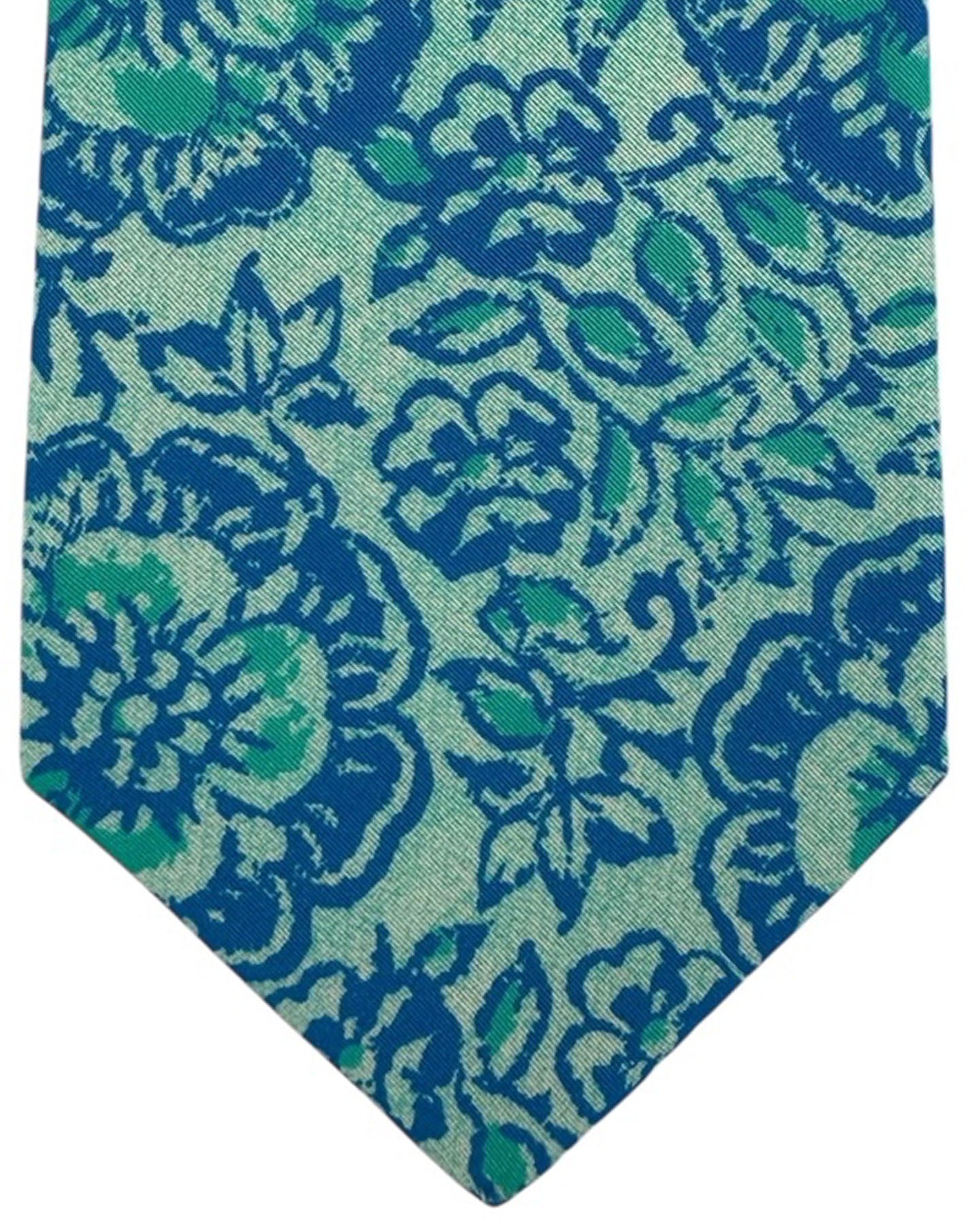 Kiton Sevenfold Tie Sky Blue Floral- Summer 2025 Collection