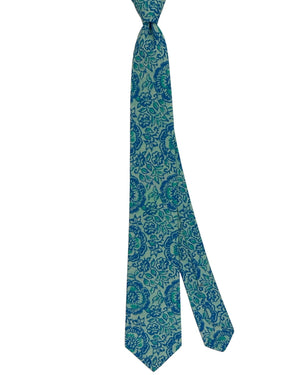 Kiton Sevenfold Tie Sky Blue Floral- Summer 2025 Collection