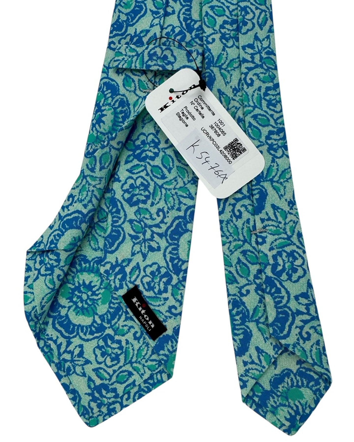 Kiton Sevenfold Tie Sky Blue Floral- Summer 2025 Collection
