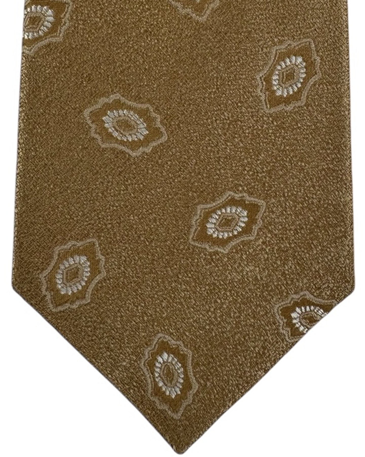 Kiton Sevenfold Tie Taupe Medallion- Summer 2025 Collection
