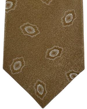 Kiton Sevenfold Tie Taupe Medallion- Summer 2025 Collection