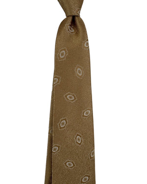 Kiton Sevenfold Tie Taupe Medallion- Summer 2025 Collection