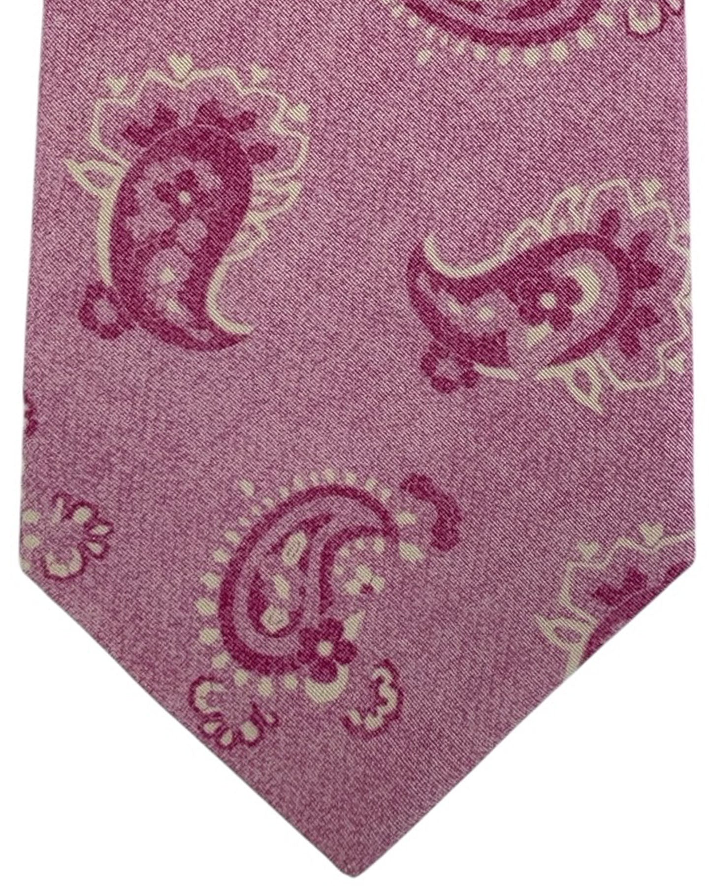 Kiton Sevenfold Tie Pink Paisley - Summer 2025 Collection