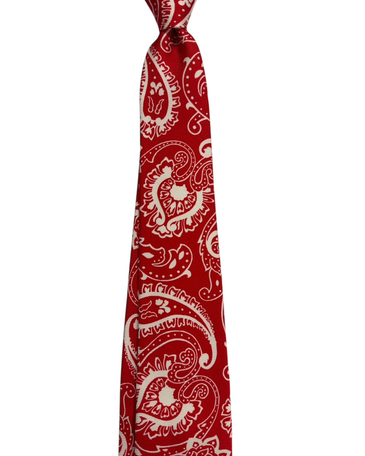 Kiton Sevenfold Tie Red With Cream Paisley Design