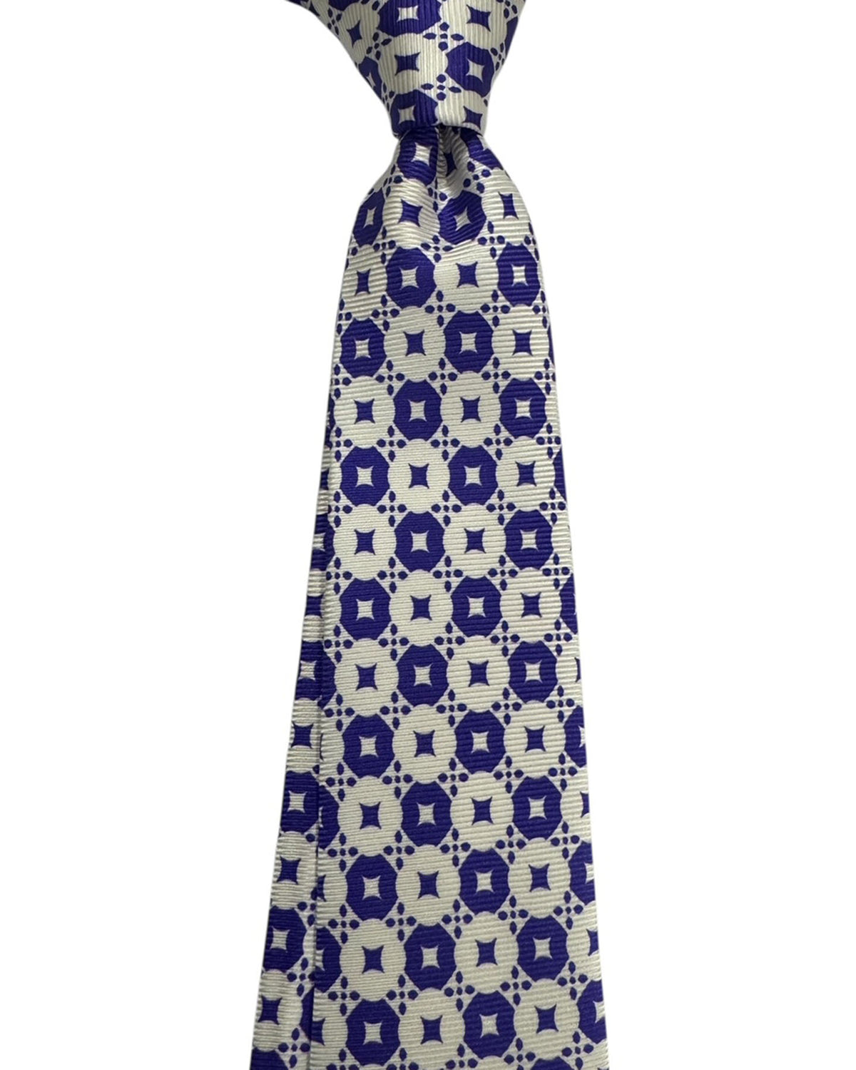 Kiton Sevenfold Tie Lapis Blue White Pattern