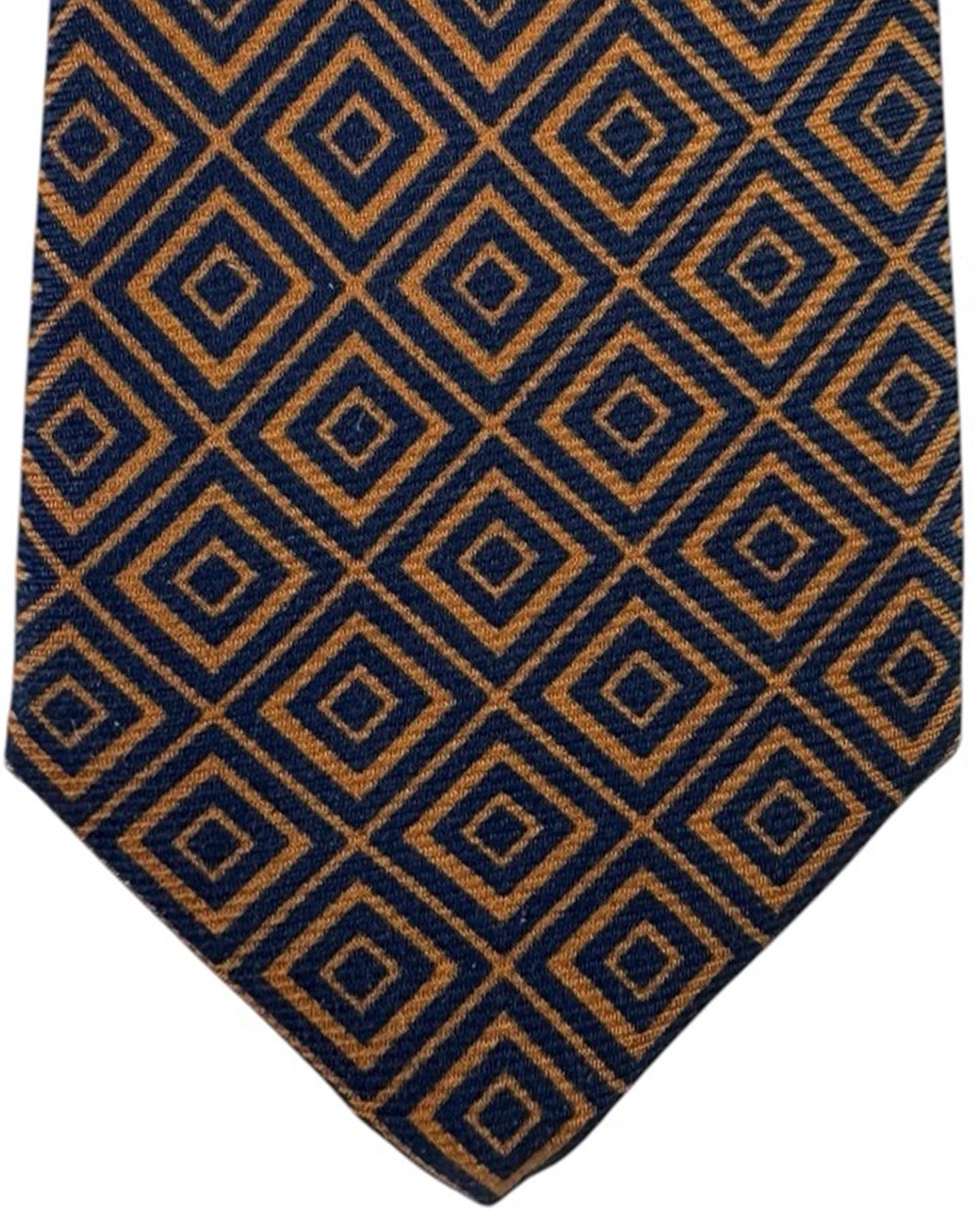 Kiton Sevenfold Tie Midnight Blue & Geometric Diamond