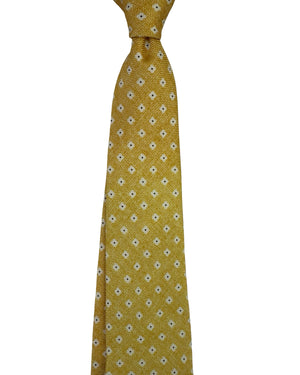 Kiton Sevenfold Tie Mustard Yellow Mini Flowers