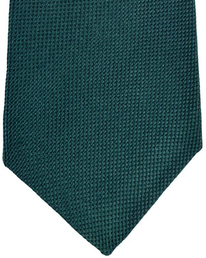 Kiton Sevenfold Tie Dark Green Solid Pattern