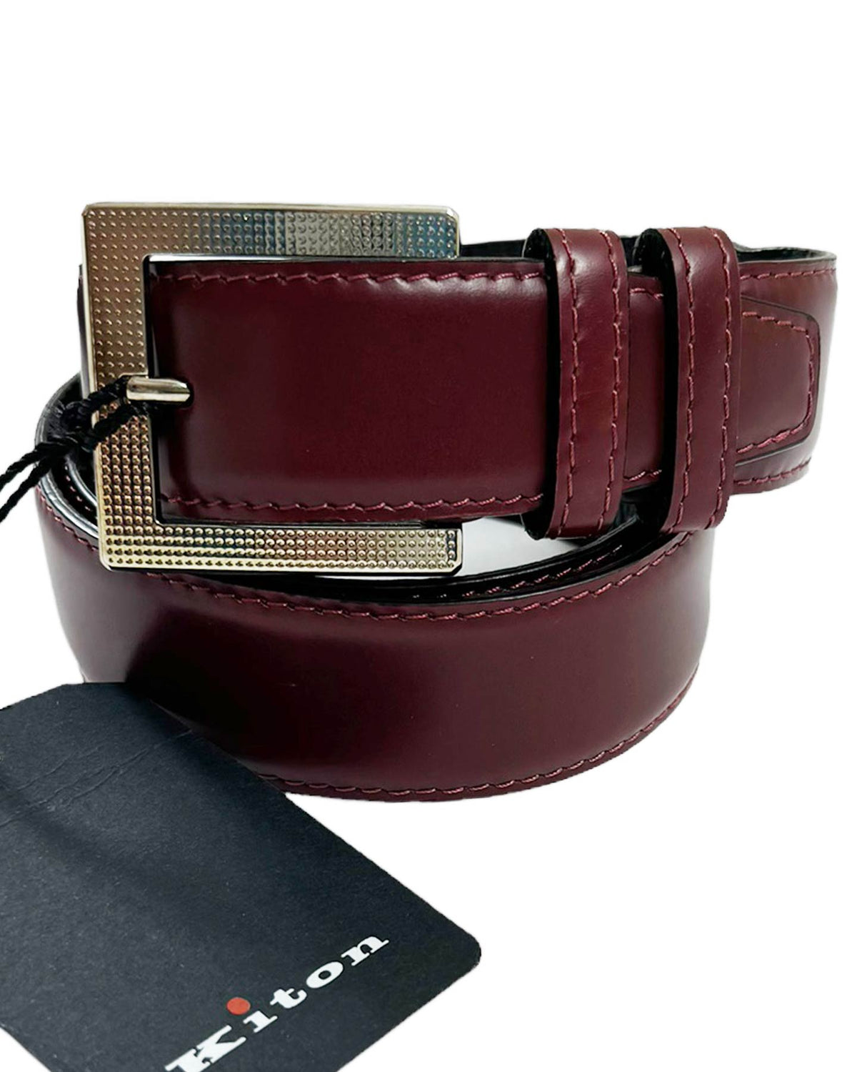 Kiton Belt Bordeaux Leather Men Belt
