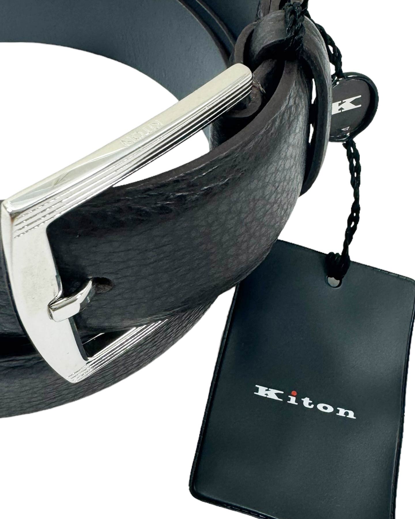 Kiton Belt Dark Brown Grain Leather
