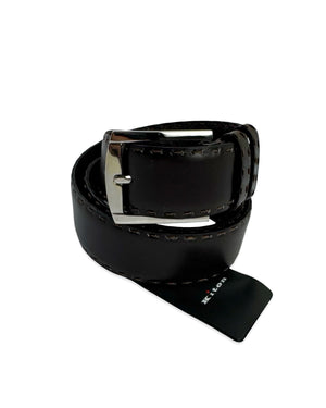 Kiton Belt Solid Dark Brown Leather Men Belt 