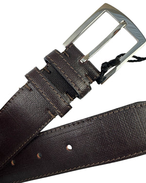 Kiton Leather Belt Dark Brown 