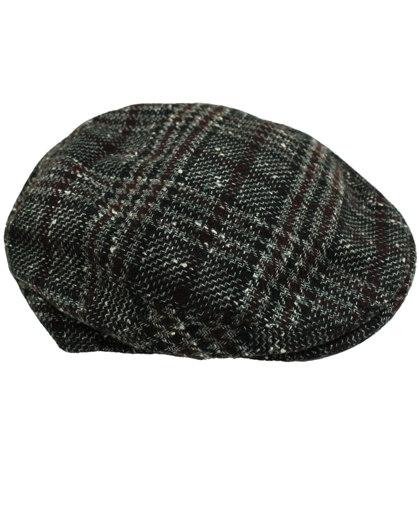 Kiton Soft Cap Cashmere Wool Dark Green Gray Plaid Form Beret
