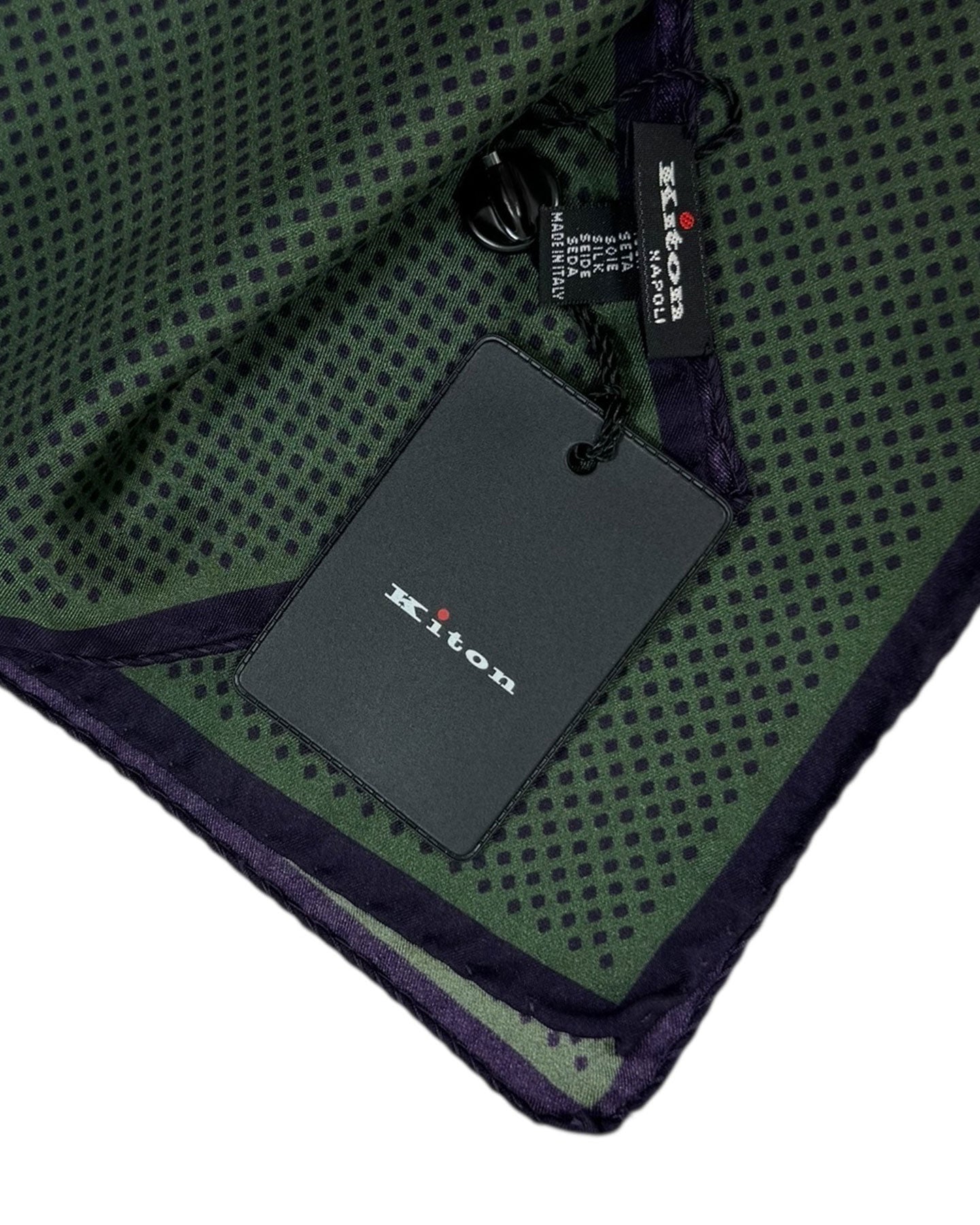 Kiton Pocket Square Green Purple