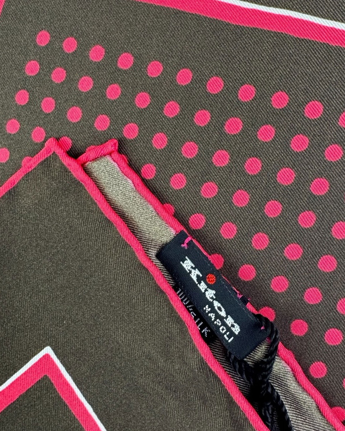 Kiton Silk Pocket Square Polka Dots