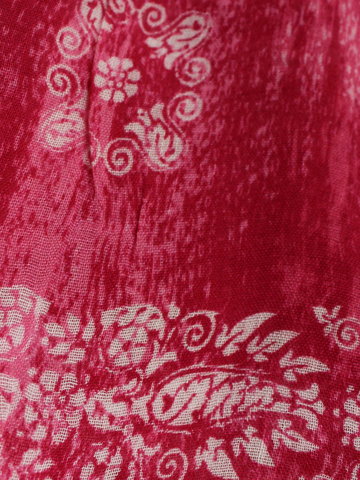 Kiton Scarf Pink Burgundy Floral Design - Linen