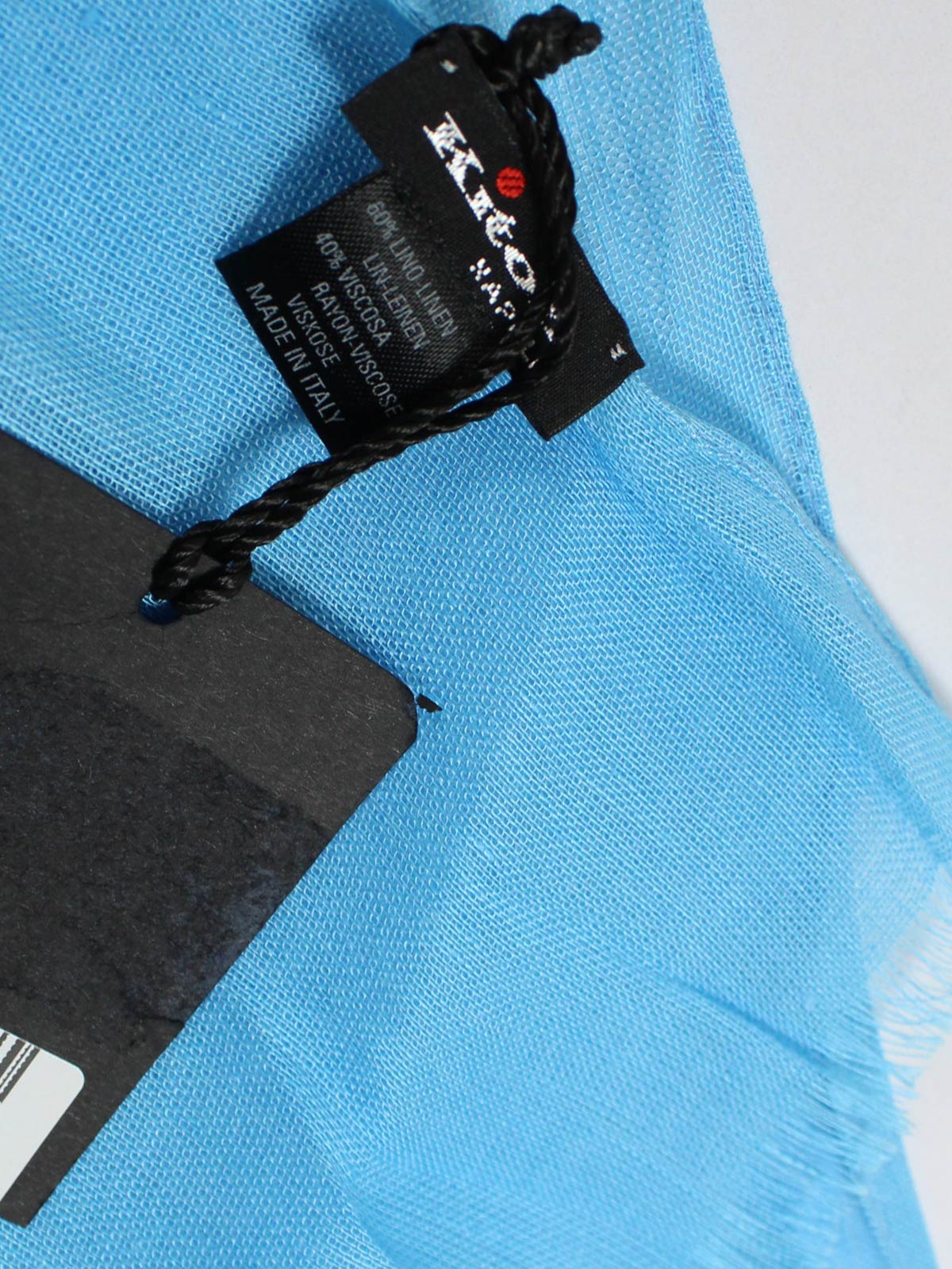 Kiton Linen Scarf Solid Aqua Blue - Luxury Men Shawl