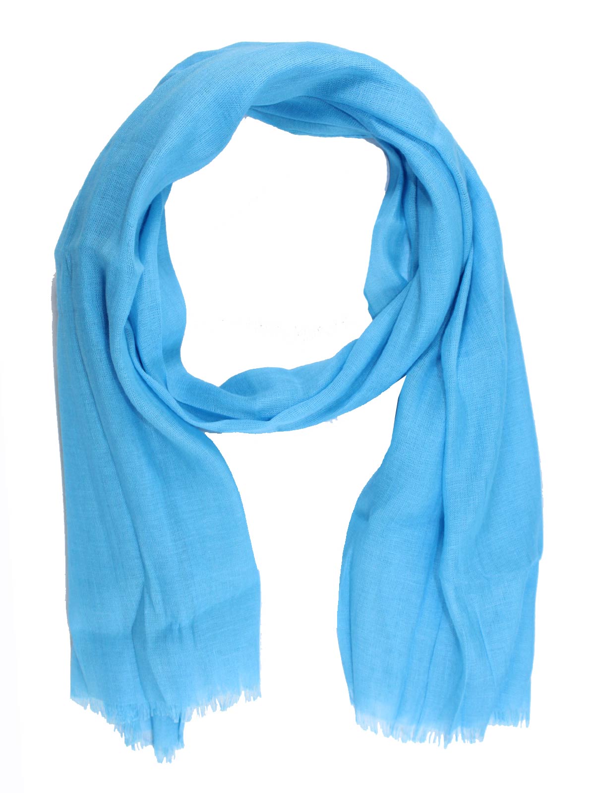 Kiton Linen Scarf Solid Aqua Blue - Luxury Men Shawl