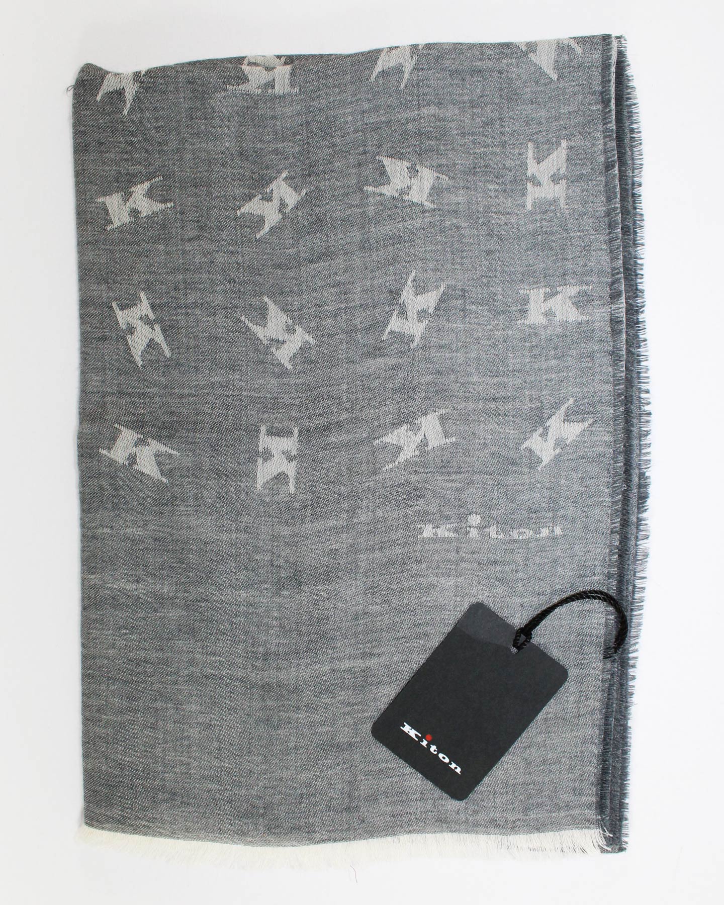 Kiton Scarf Gray Light Black K