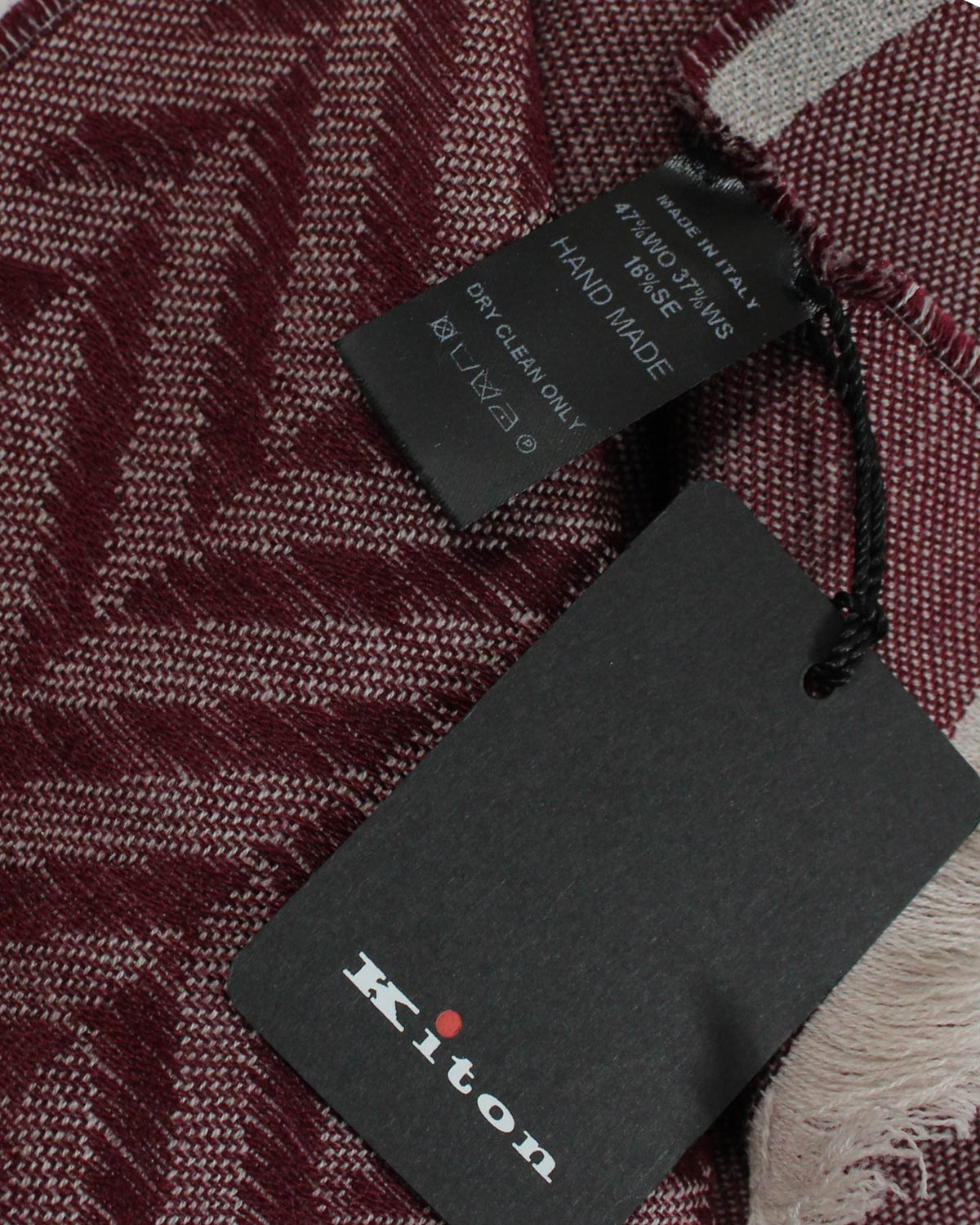 Kiton Scarf Bordeaux Gray - Luxury Cashmere Shawl