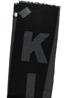 Kiton Wool Cashmere Scarf Gray Black Kiton Logo Text SALE