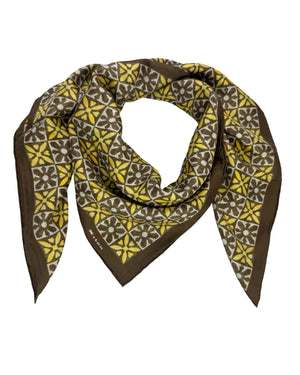 Kiton Scarf Yellow Design - Square Twill Silk Foulard SALE