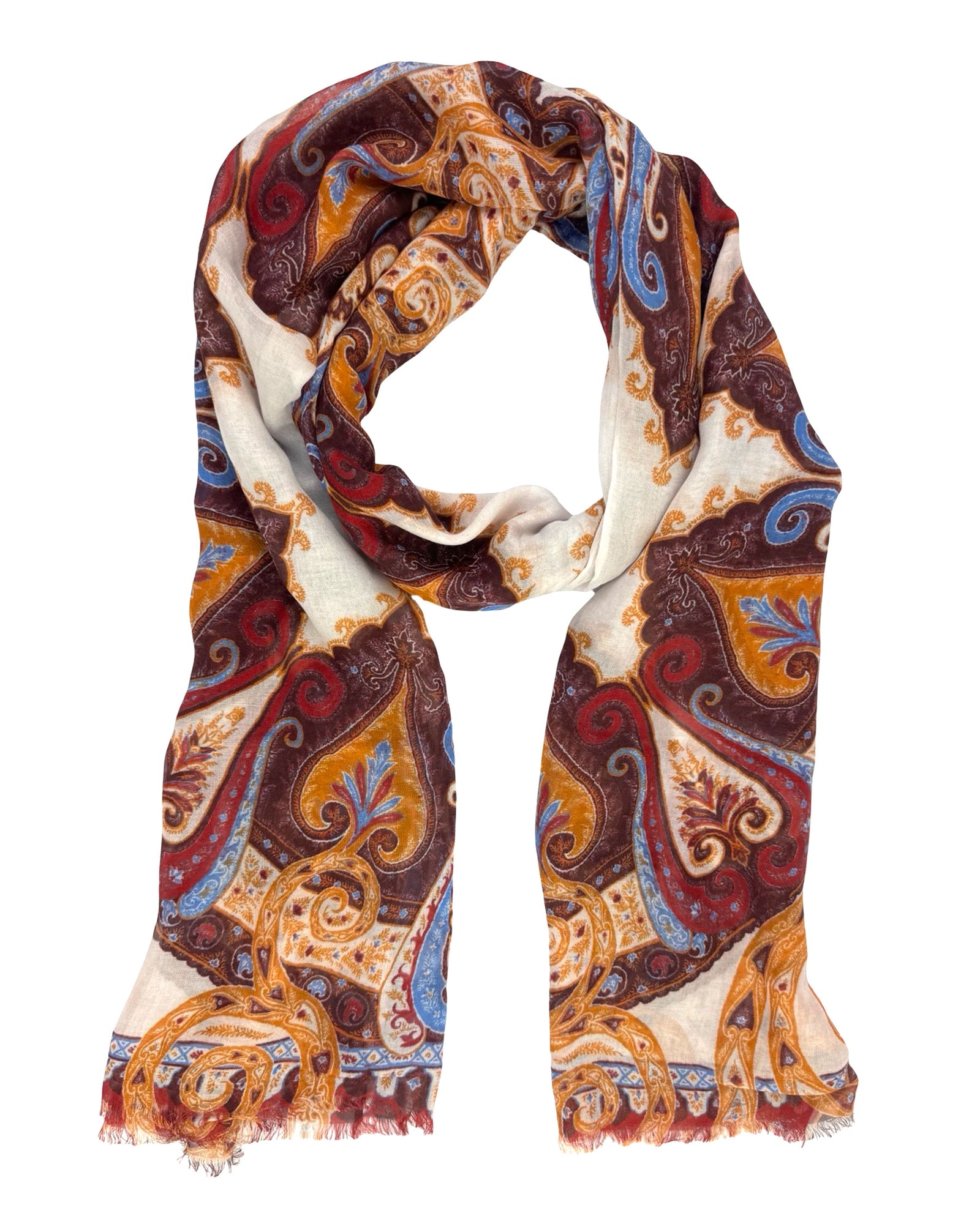 Kiton Scarf Ornamental Bordeaux - Cashmere Modal Shawl