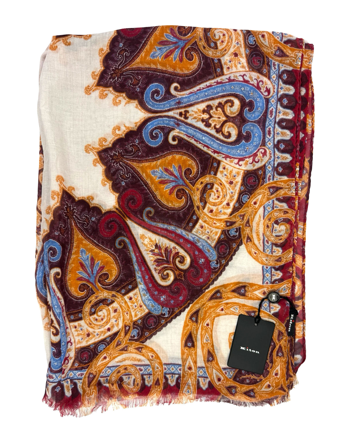 Kiton Scarf Ornamental Bordeaux - Cashmere Silk Shawl