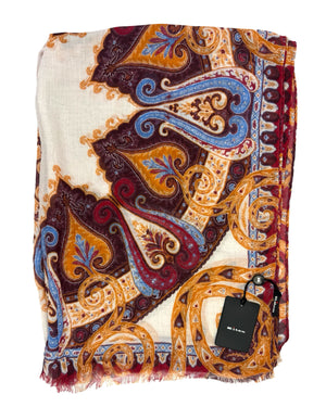 Kiton Scarf Ornamental Bordeaux - Cashmere Silk Shawl