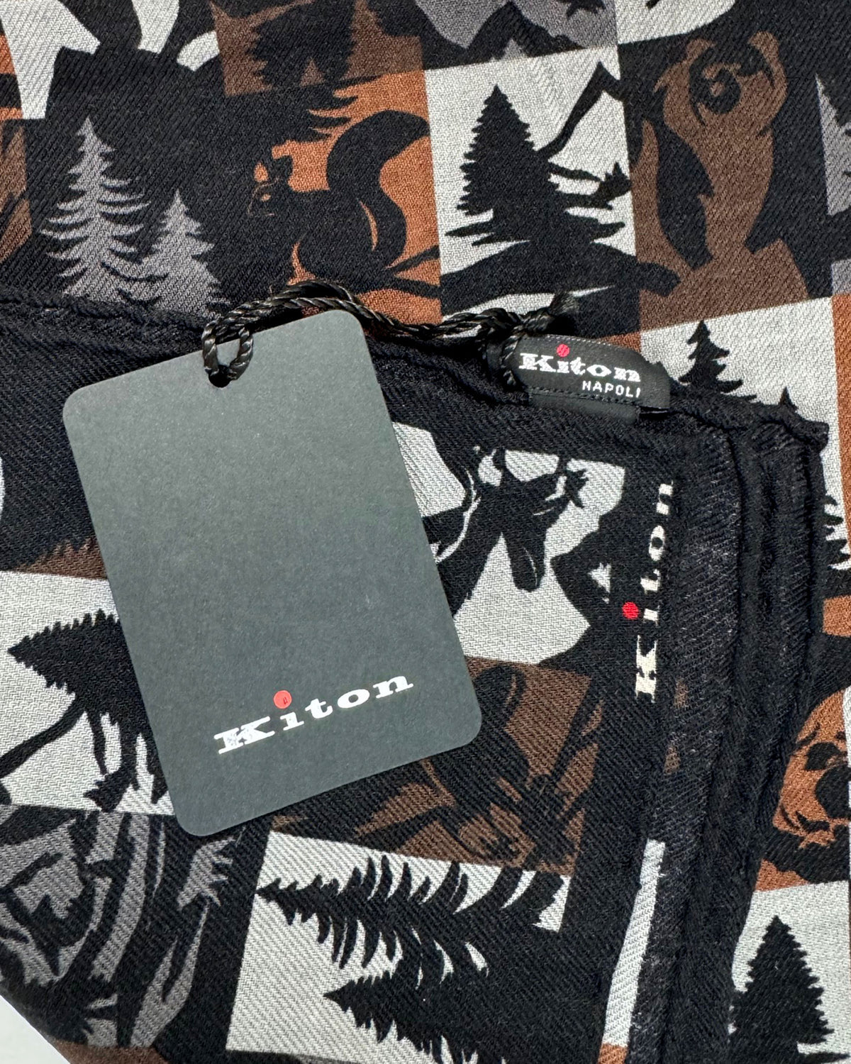 Kiton Small Cashmere Scarf Brown Gray Novelty SALE