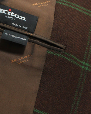 Kiton Cashmere Sport Coat Maroon Green Windowpane 2 Button EUR 50/ US 40 R REDUCED - SALE