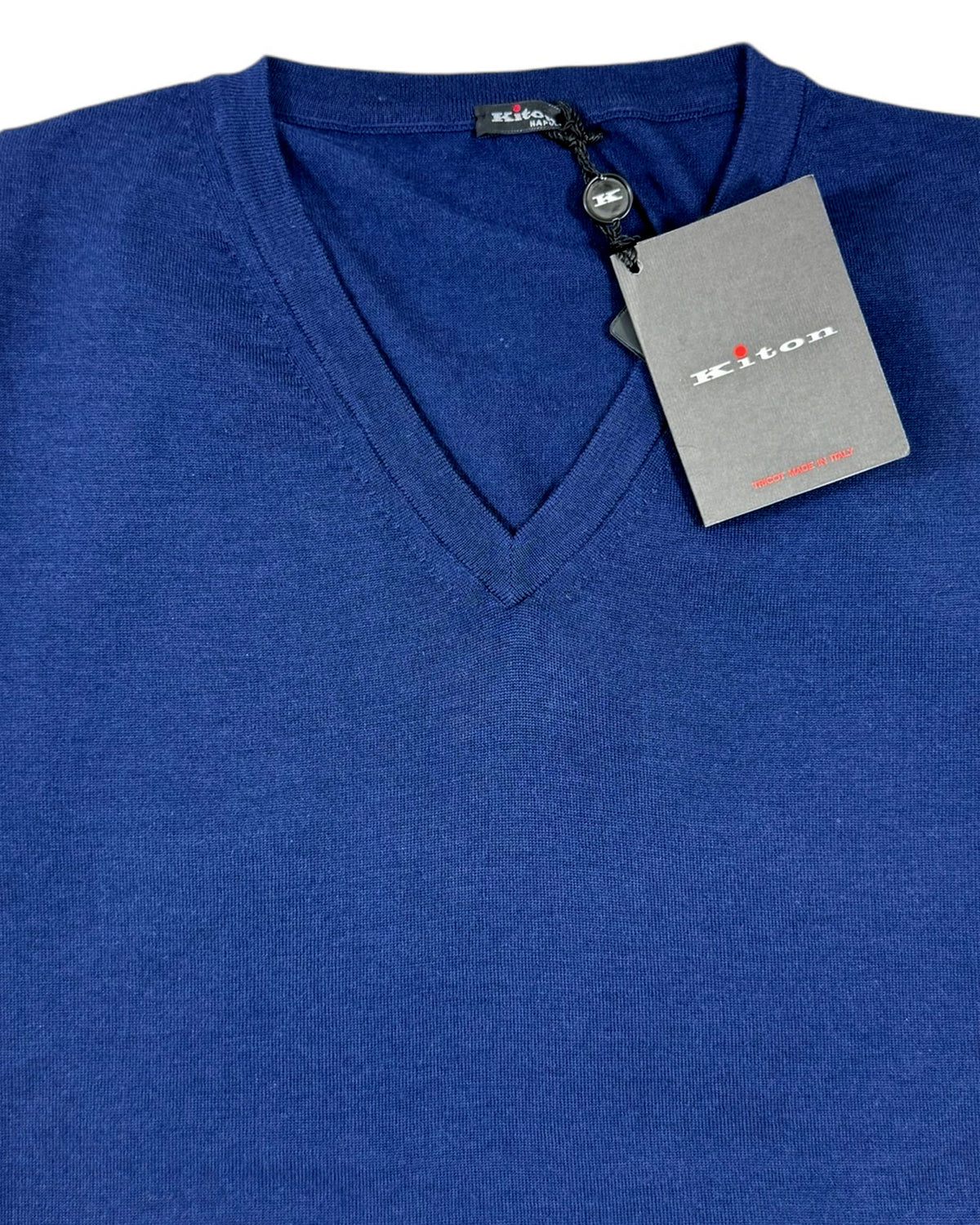 Kiton Sleeveless Sweater Lapis Blue Cashmere Silk V-Neck EU 56 / XXL